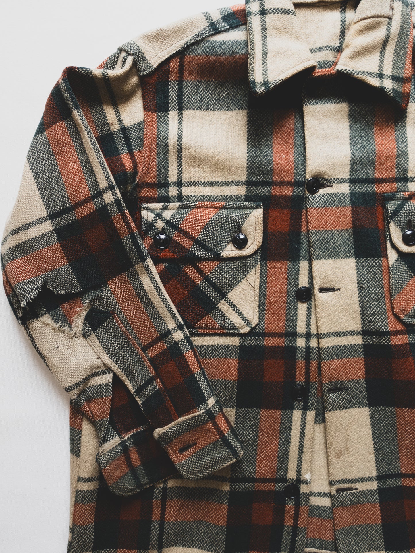 vintage distressed plaid jacket - m/l